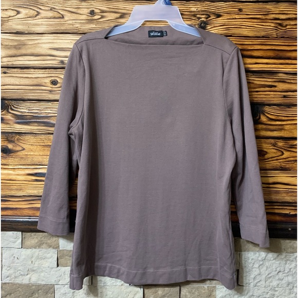 kate spade Tops - Kate Spade Saturday Taupe Brown Boat Neck Casual Top XL